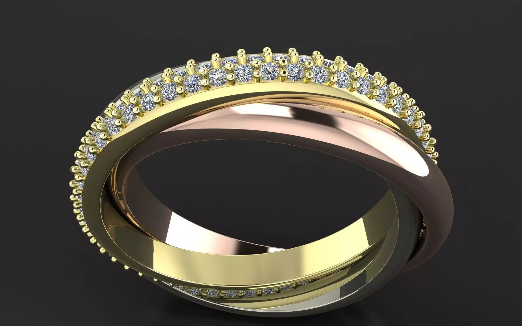 CARTIER TRINITY RING WITH THE STONES 3D PRINT MODEL 3D print model_15