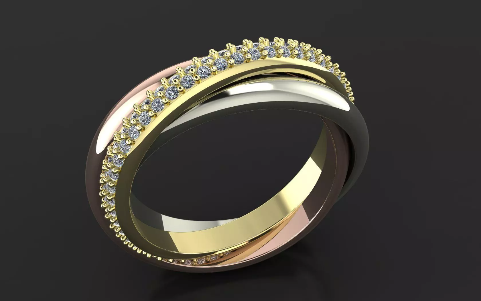 CARTIER TRINITY RING WITH THE STONES 3D PRINT MODEL 3D print model_12