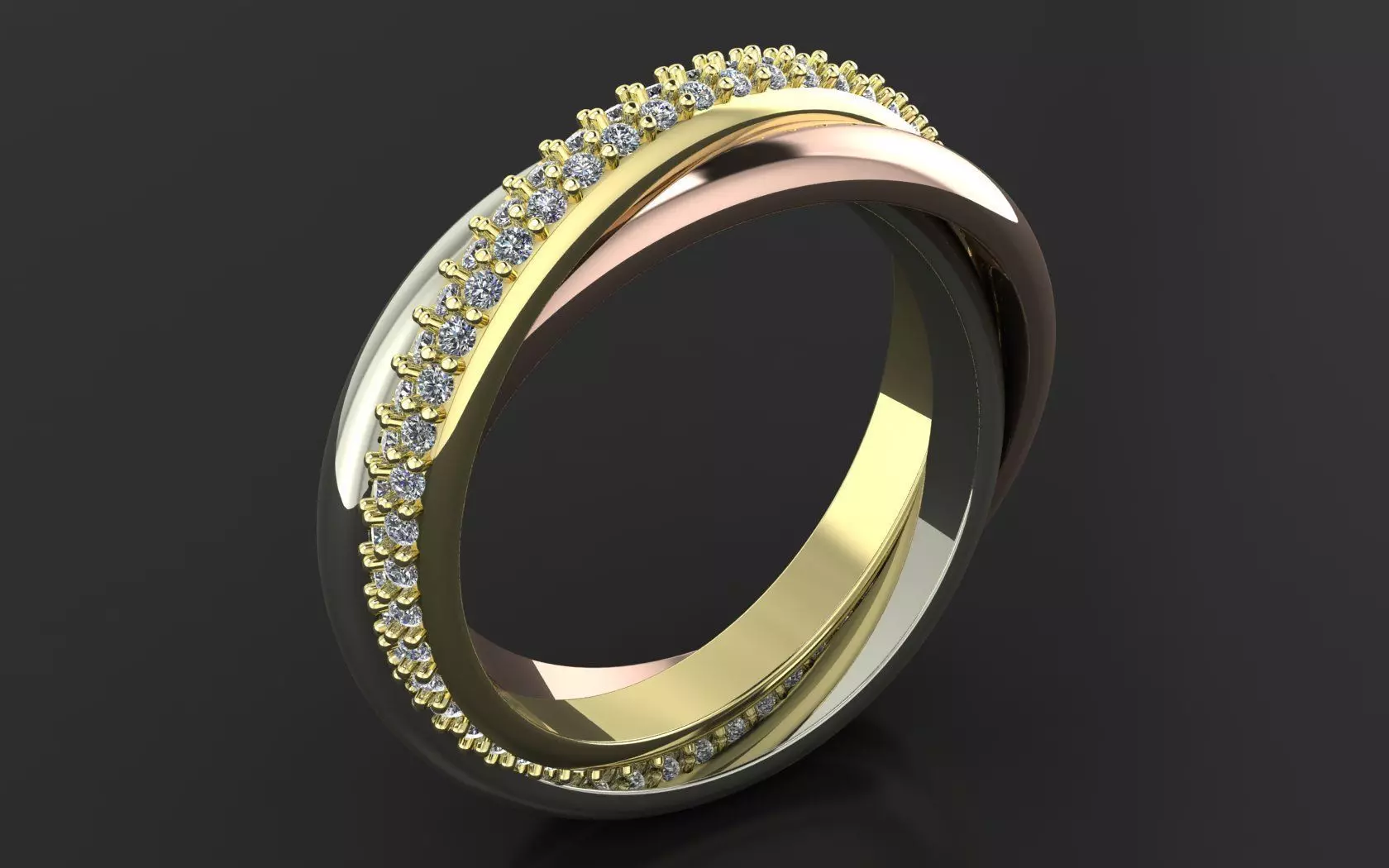 CARTIER TRINITY RING WITH THE STONES 3D PRINT MODEL 3D print model_9