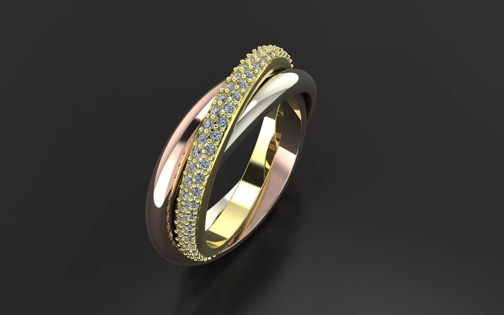 CARTIER TRINITY RING WITH THE STONES 3D PRINT MODEL 3D print model_16