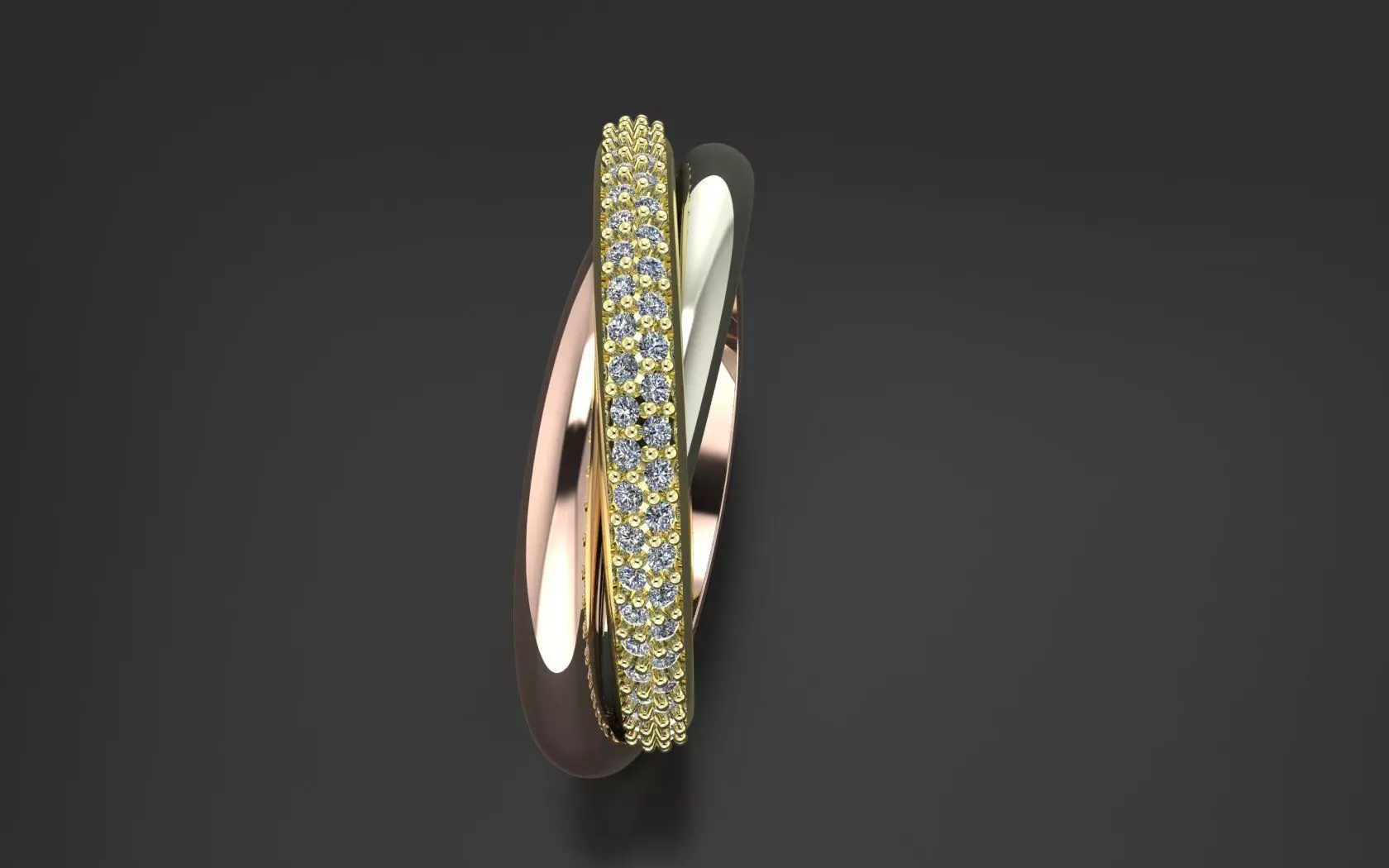 CARTIER TRINITY RING WITH THE STONES 3D PRINT MODEL 3D print model_21