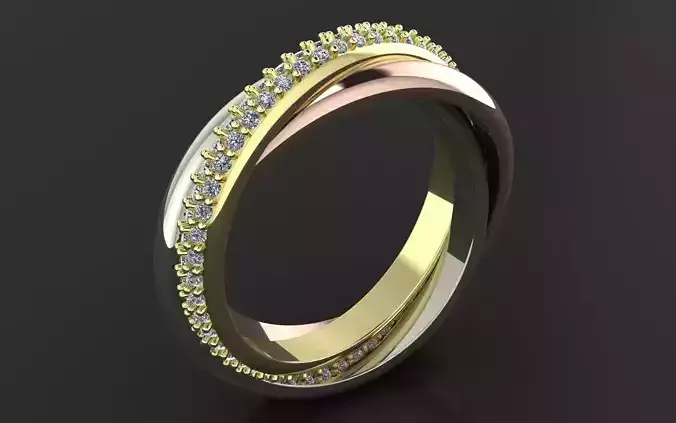 CARTIER TRINITY RING WITH THE STONES 3D PRINT MODEL