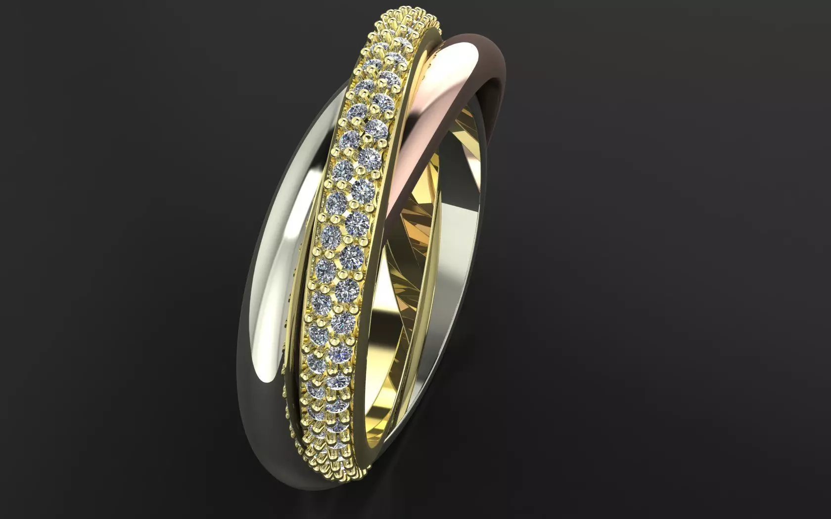 CARTIER TRINITY RING WITH THE STONES 3D PRINT MODEL 3D print model_13