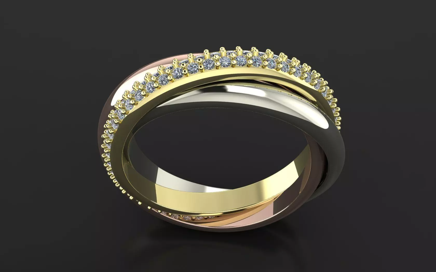CARTIER TRINITY RING WITH THE STONES 3D PRINT MODEL 3D print model_1