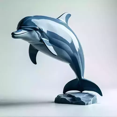 Realistic Leaping Dolphin Figurine