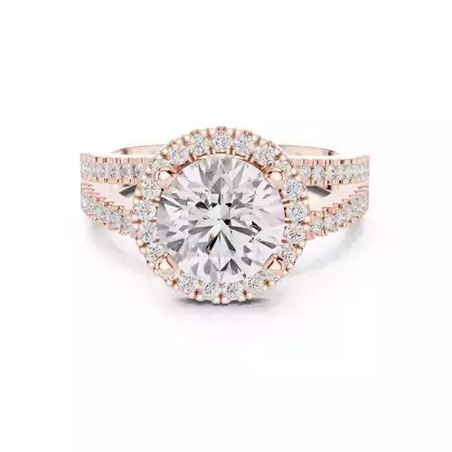 Split Shank Round Halo Diamond Wedding Ring 3DM STL Video