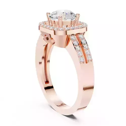 1CT Round Cut Diamond Halo Engagement Ring 3DM STL Video