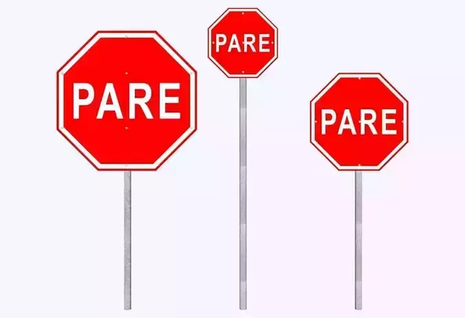 Brazilian Traffic Sign - R-1 PARE 3D model