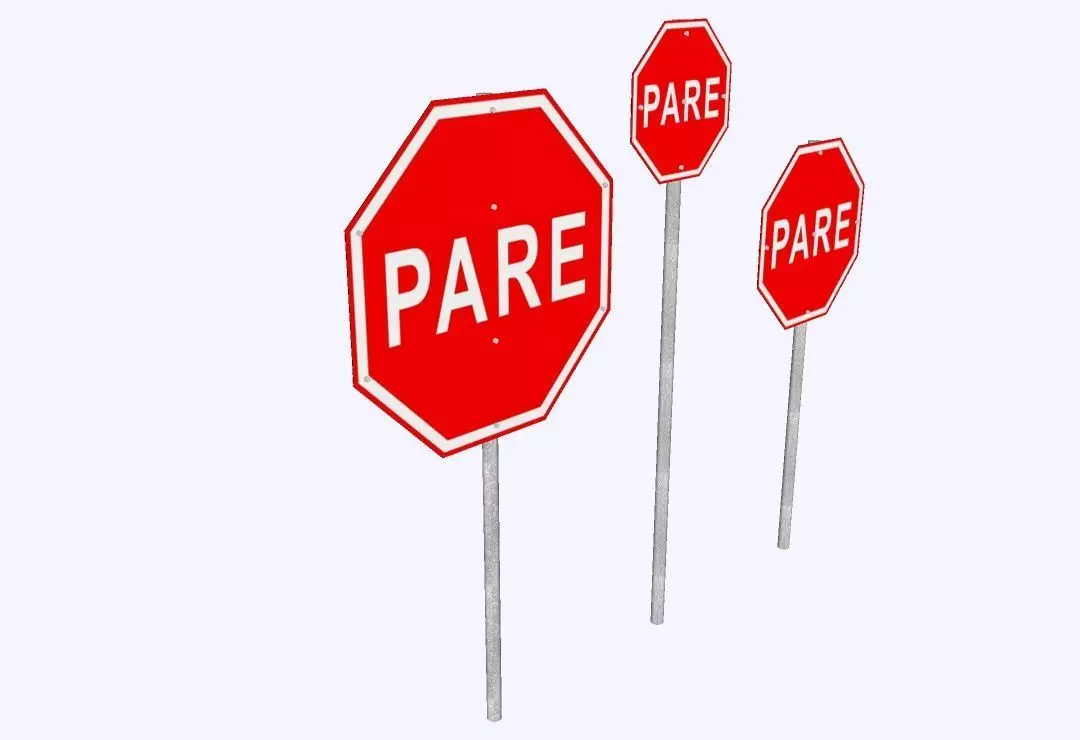 Brazilian Traffic Sign - R-1 PARE 3D model_1