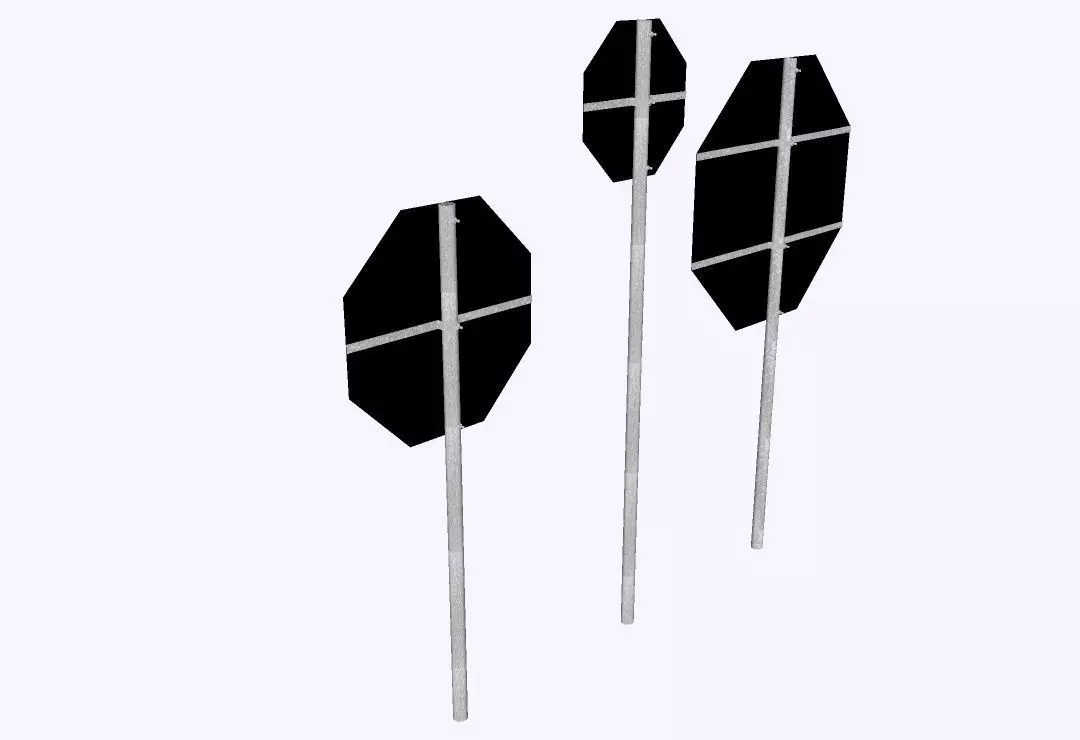 Brazilian Traffic Sign - R-1 PARE 3D model_4