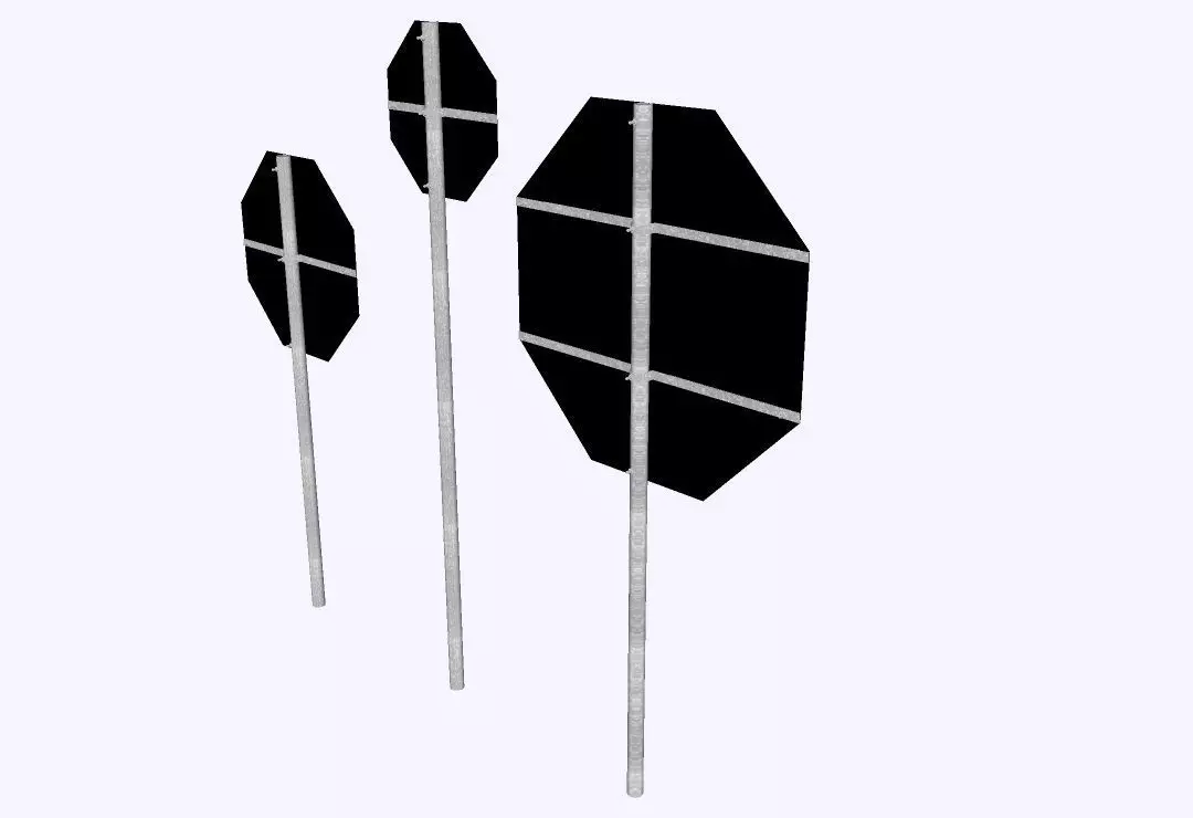 Brazilian Traffic Sign - R-1 PARE 3D model_5