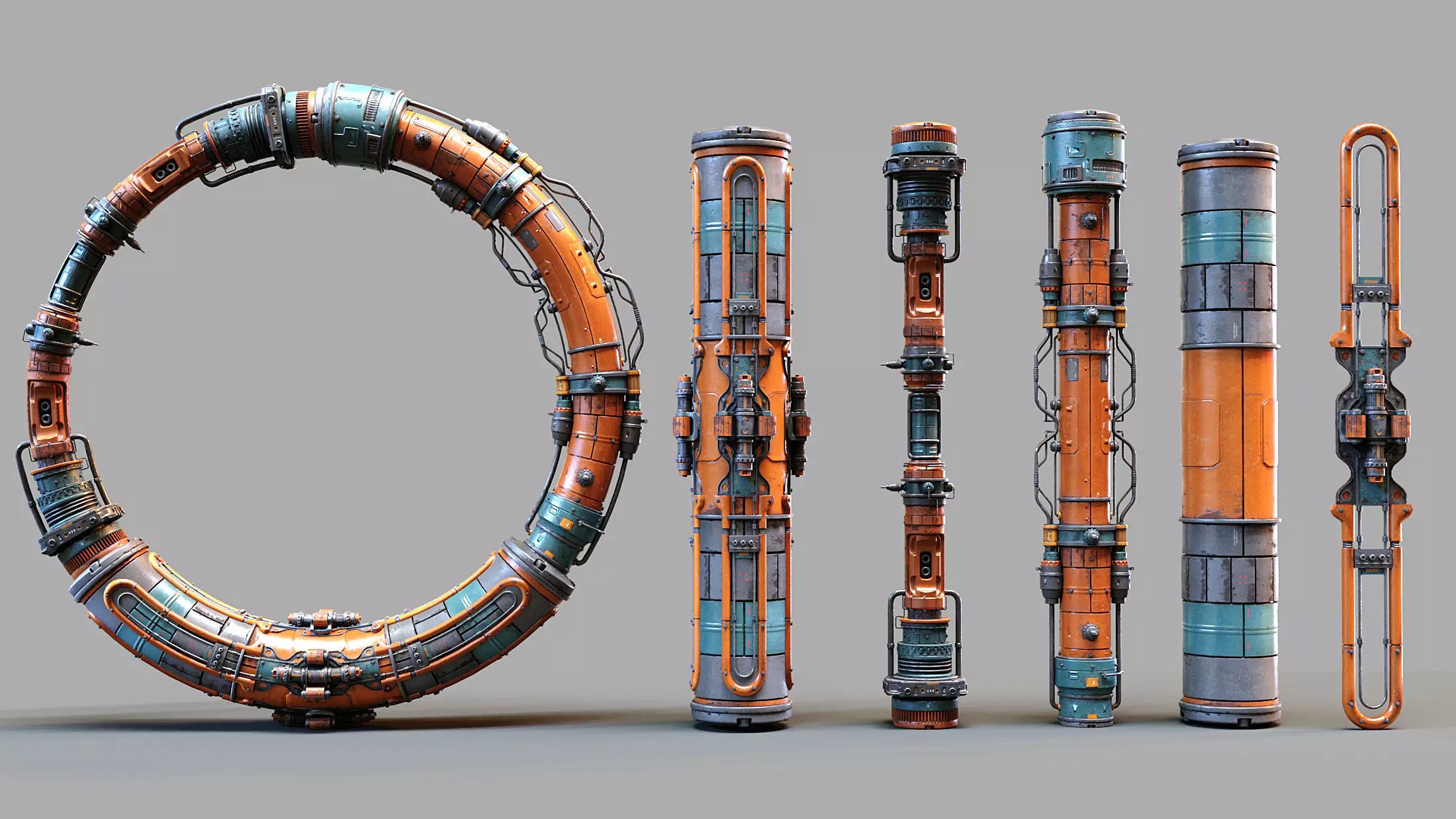 Sci-fi Pipe Low-poly 3D model_1
