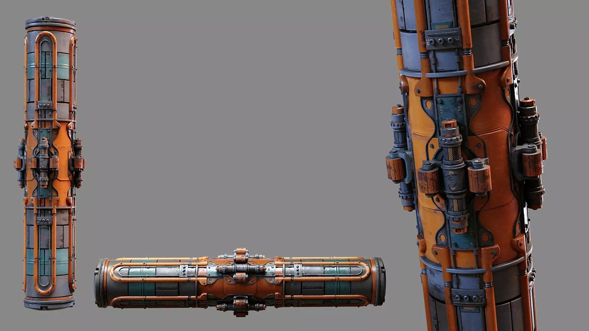 Sci-fi Pipe Low-poly 3D model_5