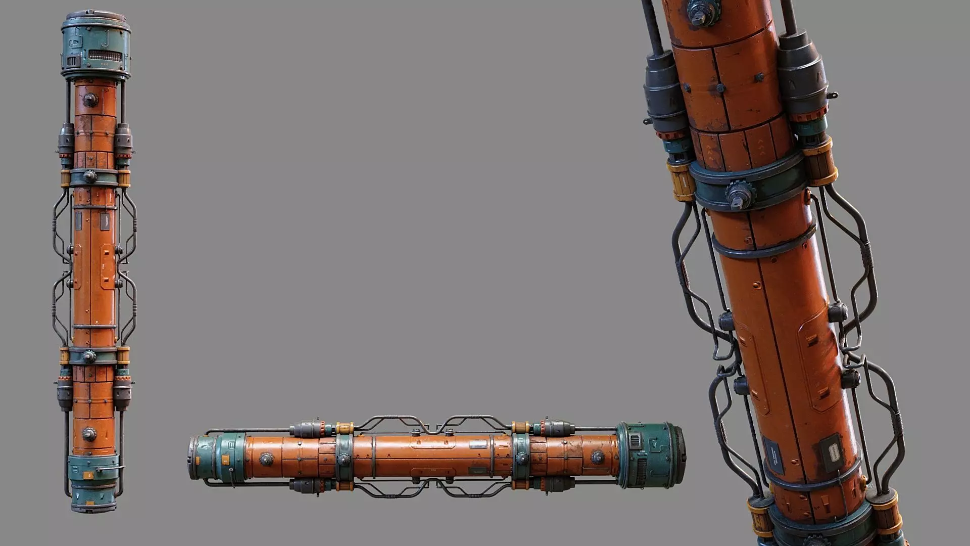 Sci-fi Pipe Low-poly 3D model_4