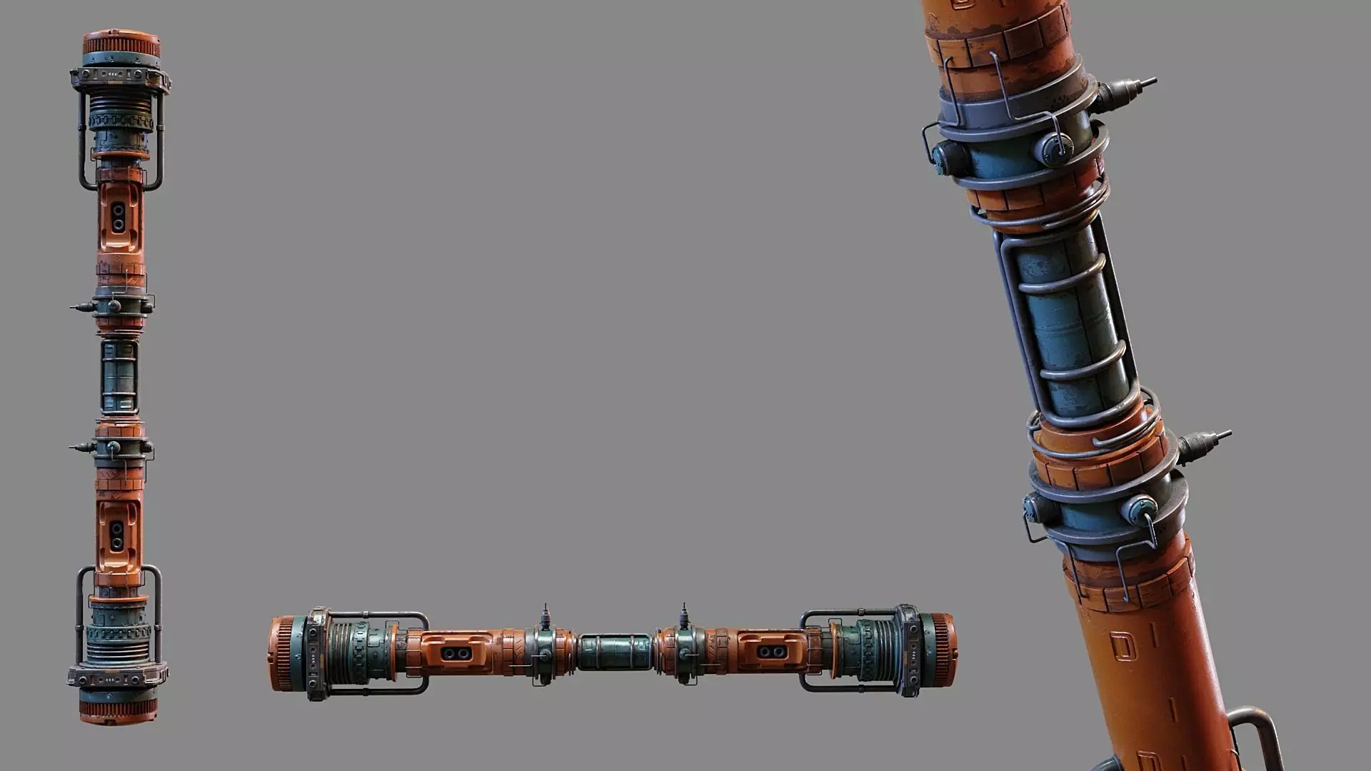 Sci-fi Pipe Low-poly 3D model_3