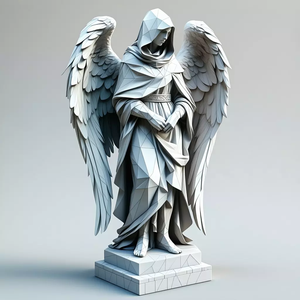 LowPoly Angel Statue 3D Model Low-poly 3D model_0