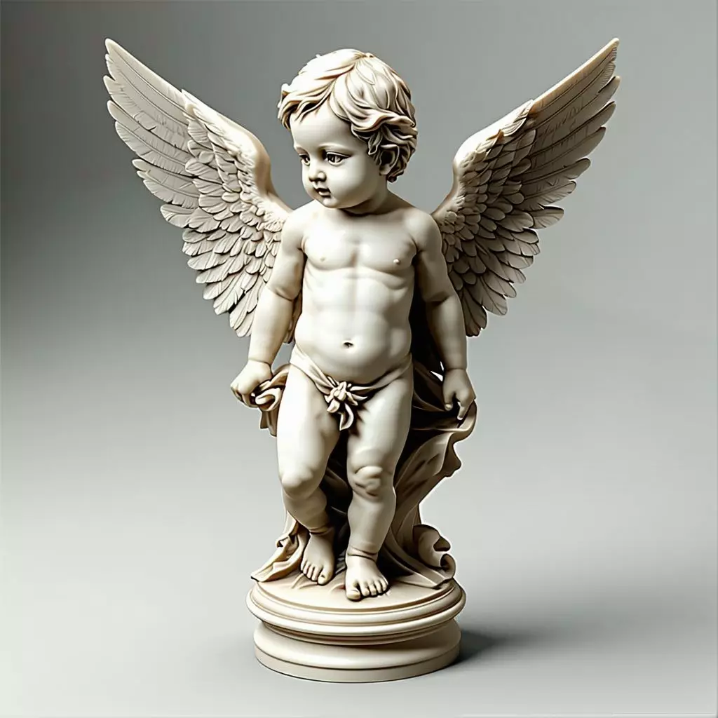 Cherubic Angel Statue 3D Model Low-poly 3D model_0