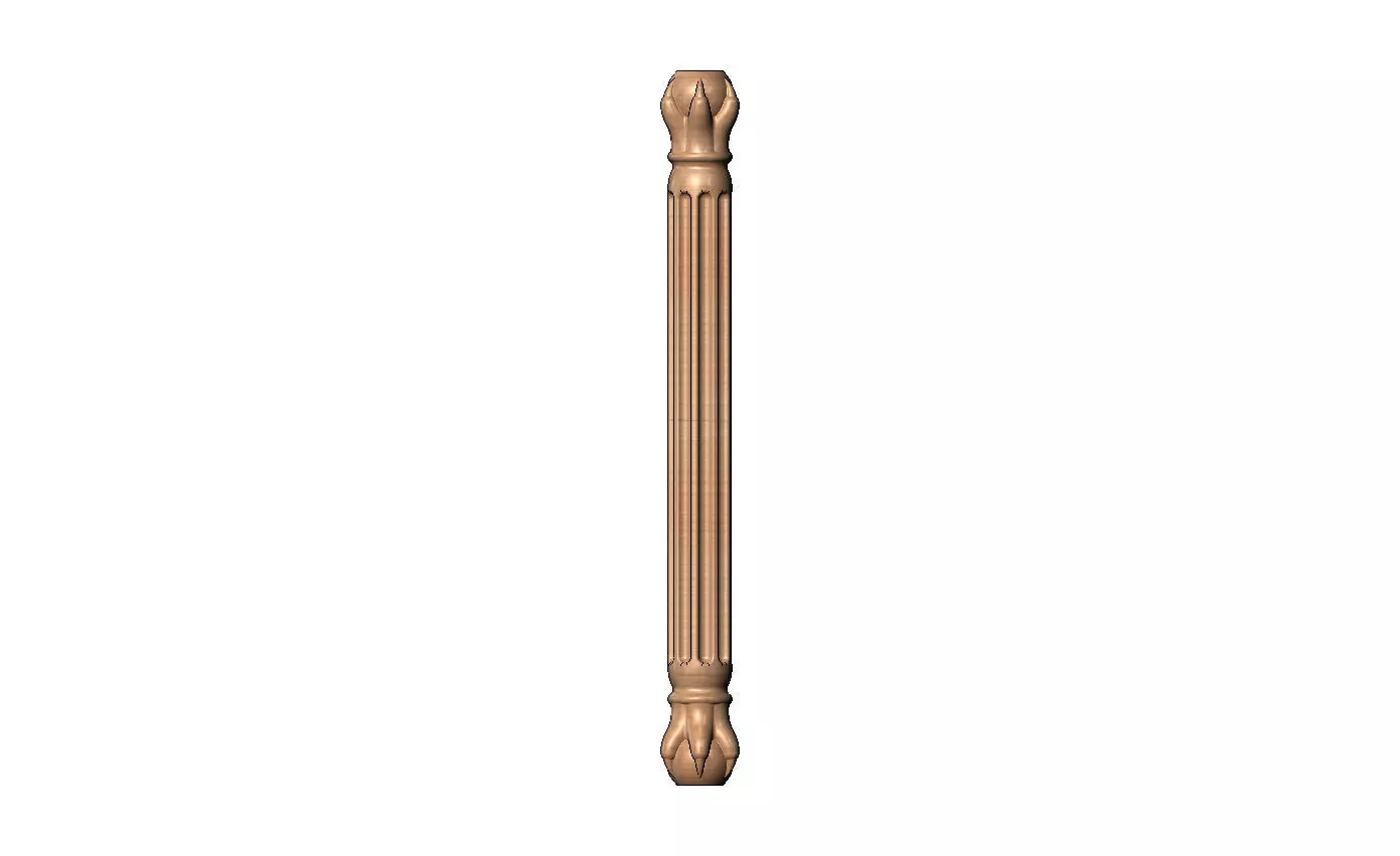 Fluted 6 carved claw bead ends round pillar column 3D print model_8