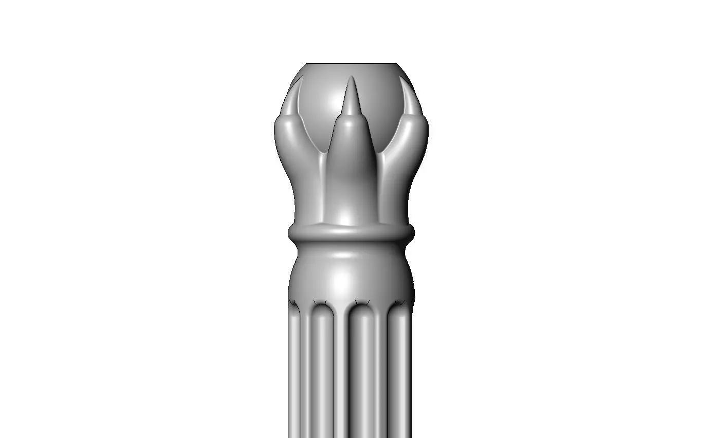 Fluted 6 carved claw bead ends round pillar column 3D print model_2