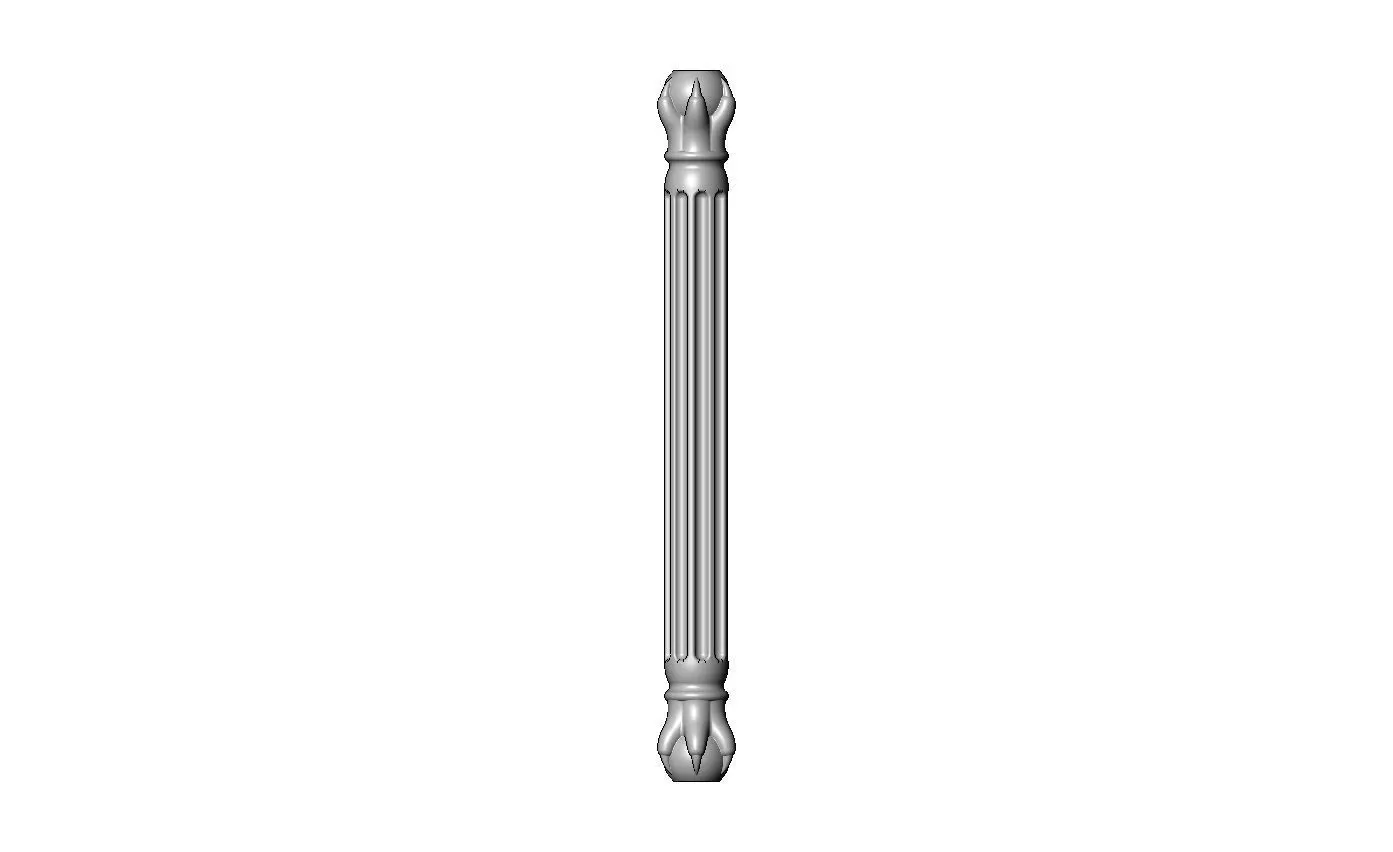 Fluted 6 carved claw bead ends round pillar column 3D print model_3