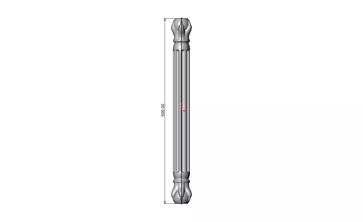 Fluted 6 carved claw bead ends round pillar column 3D print model_5