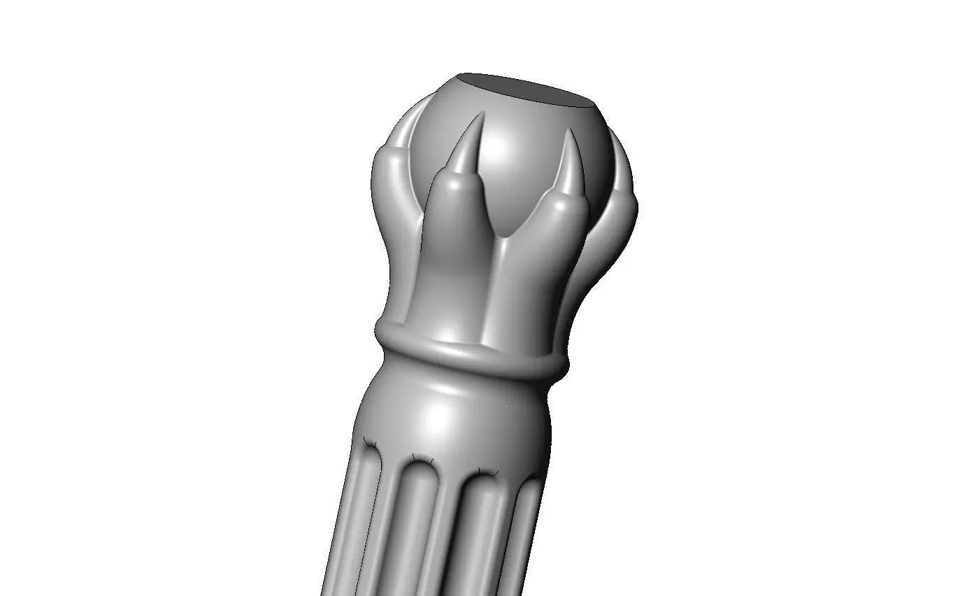 Fluted 6 carved claw bead ends round pillar column 3D print model_1