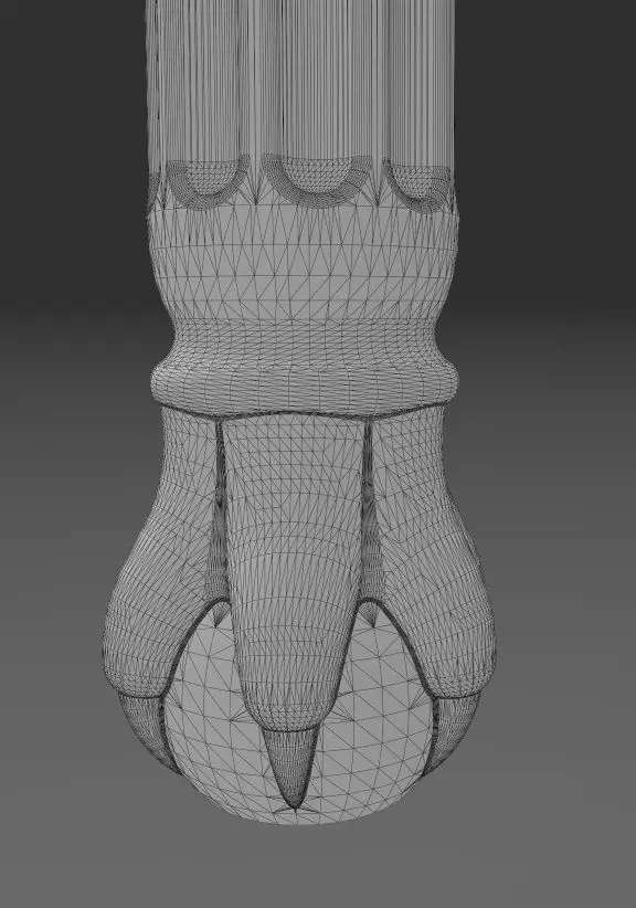 Fluted 6 carved claw bead ends round pillar column 3D print model_13