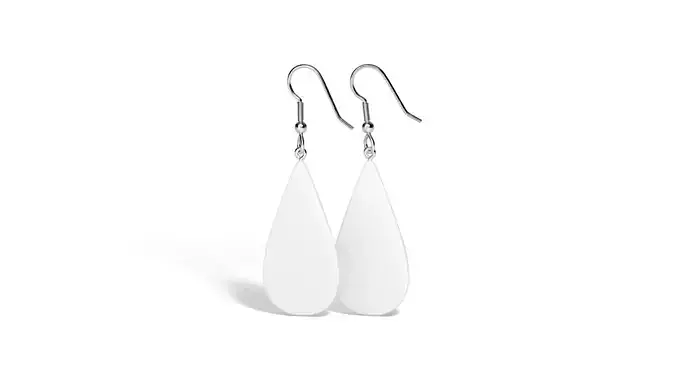 White Drop Earring Jewelry - teardrop plastic earing jewellery Low-poly 3D model