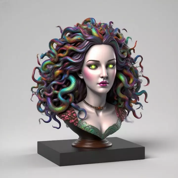 2028  Medusa Gorgon Head 3D Model  magic 3D print model_35