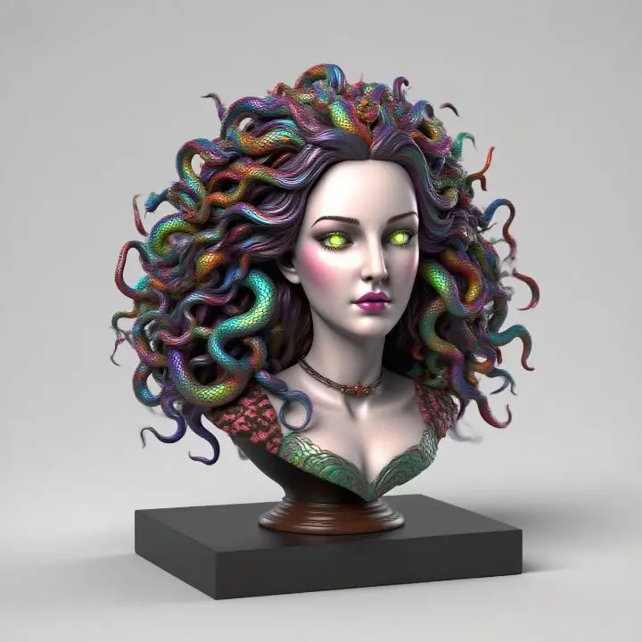 2028  Medusa Gorgon Head 3D Model  magic 3D print model_30