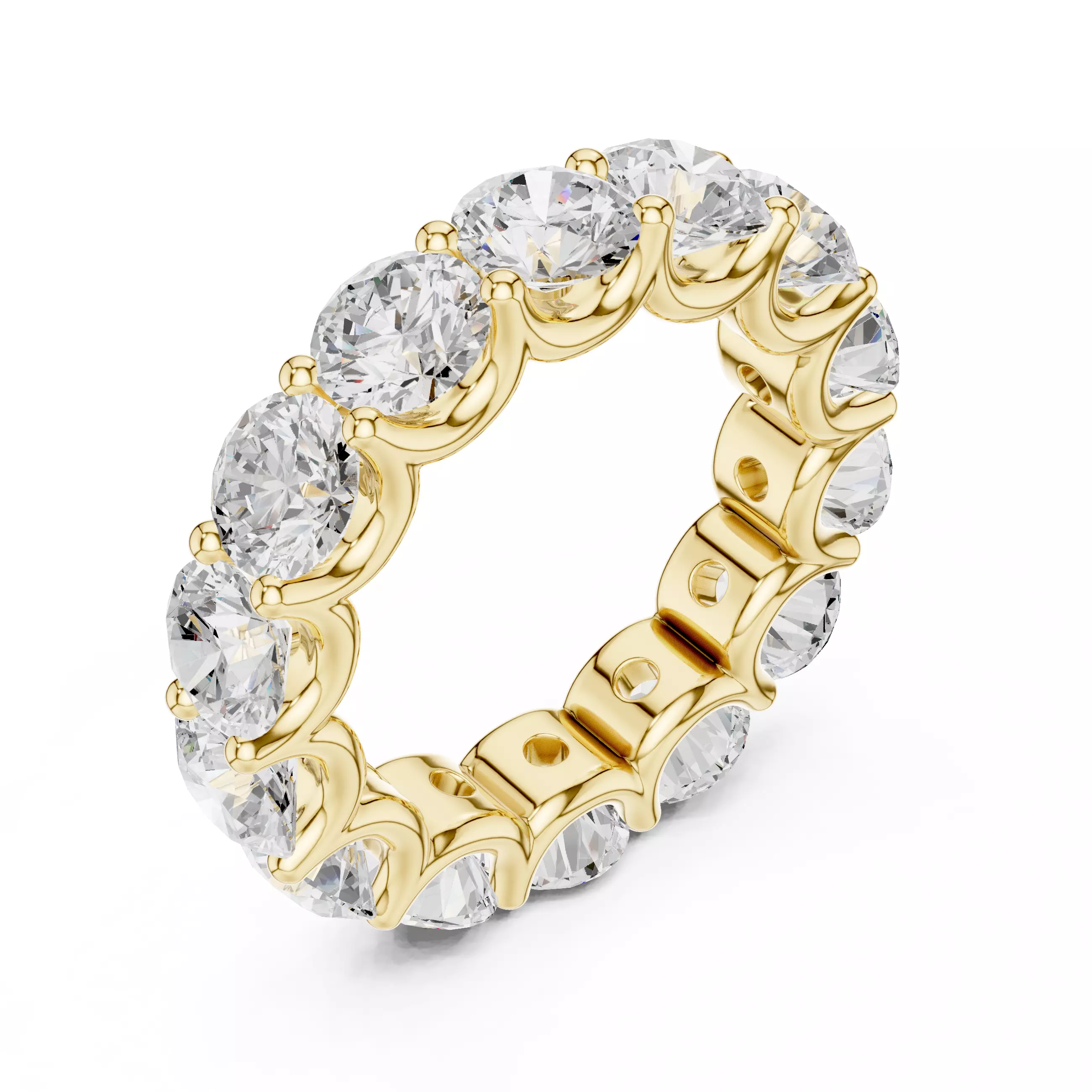 5mm Round Cut Diamond Full Eternity Wedding Band 3DM STL Video 3D print model_7