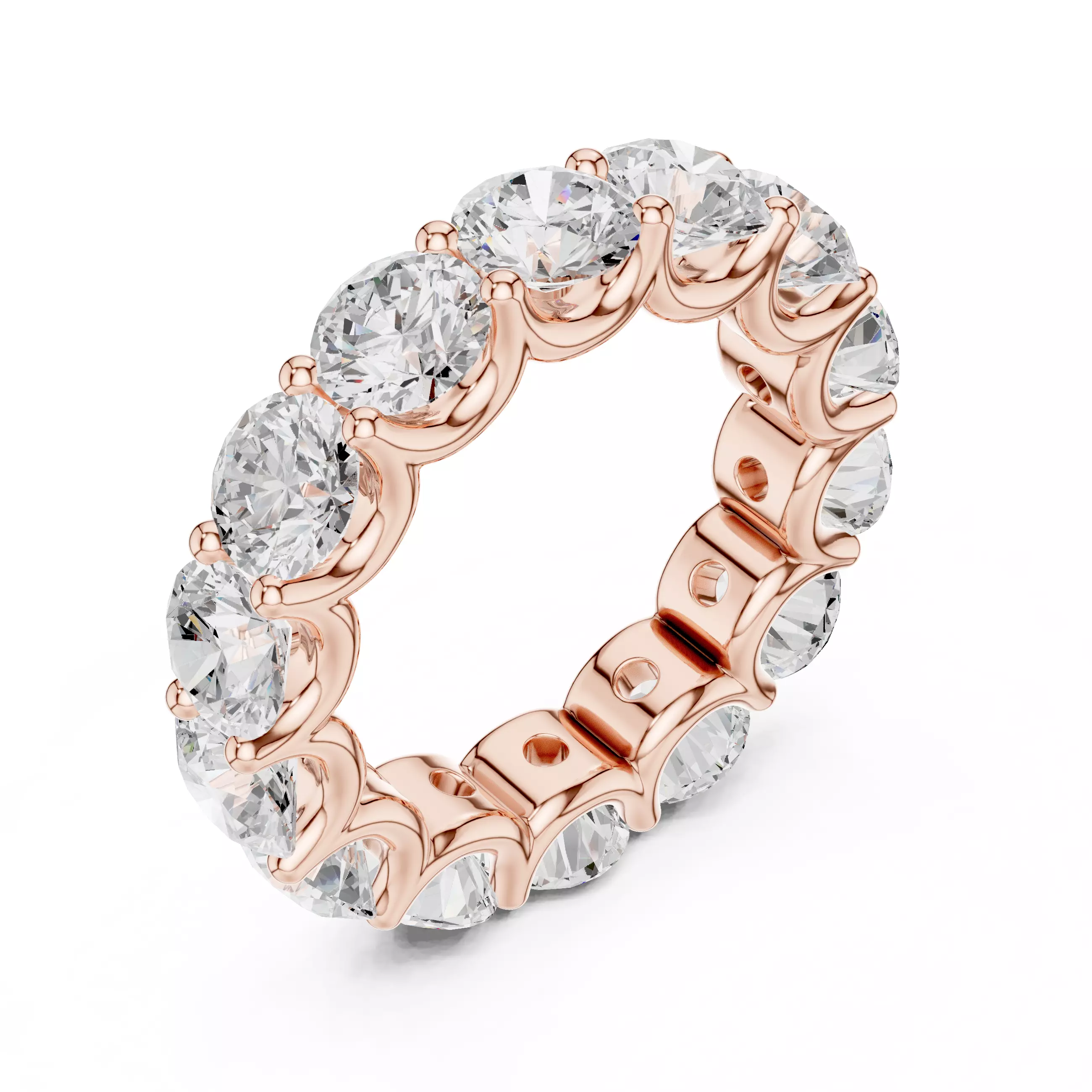 5mm Round Cut Diamond Full Eternity Wedding Band 3DM STL Video 3D print model_4