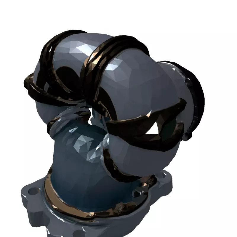 Realistic Turbocharger 3D Model Low-poly 3D model_5