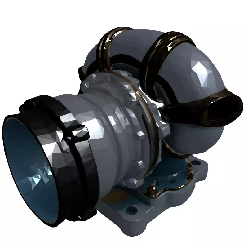 Realistic Turbocharger 3D Model Low-poly 3D model_3