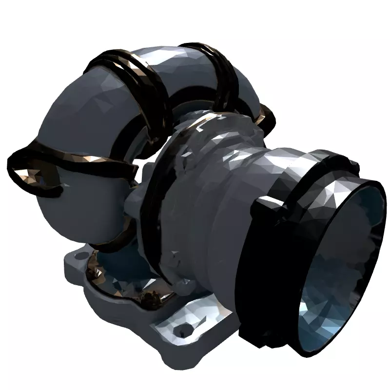 Realistic Turbocharger 3D Model Low-poly 3D model_6