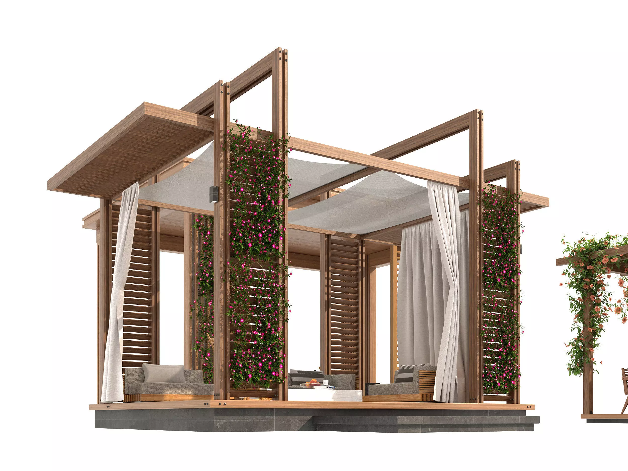 Pergolas collection table with flowers 3D model_1