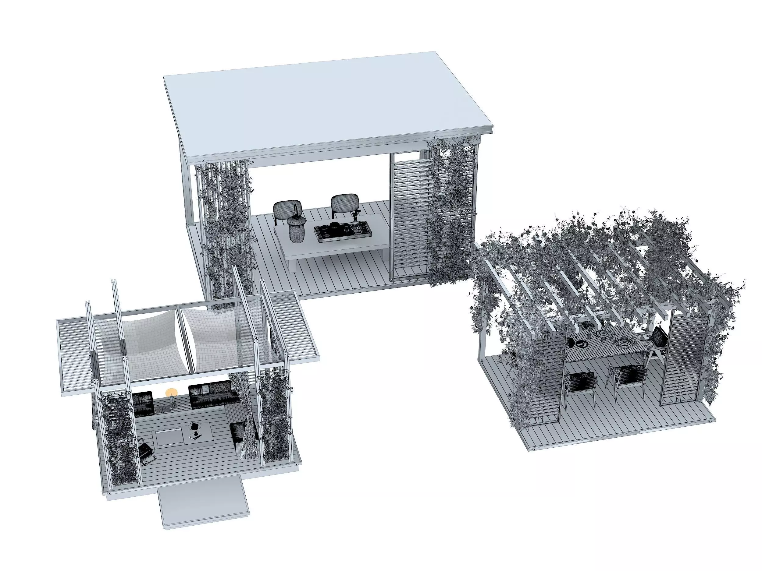 Pergolas collection table with flowers 3D model_5