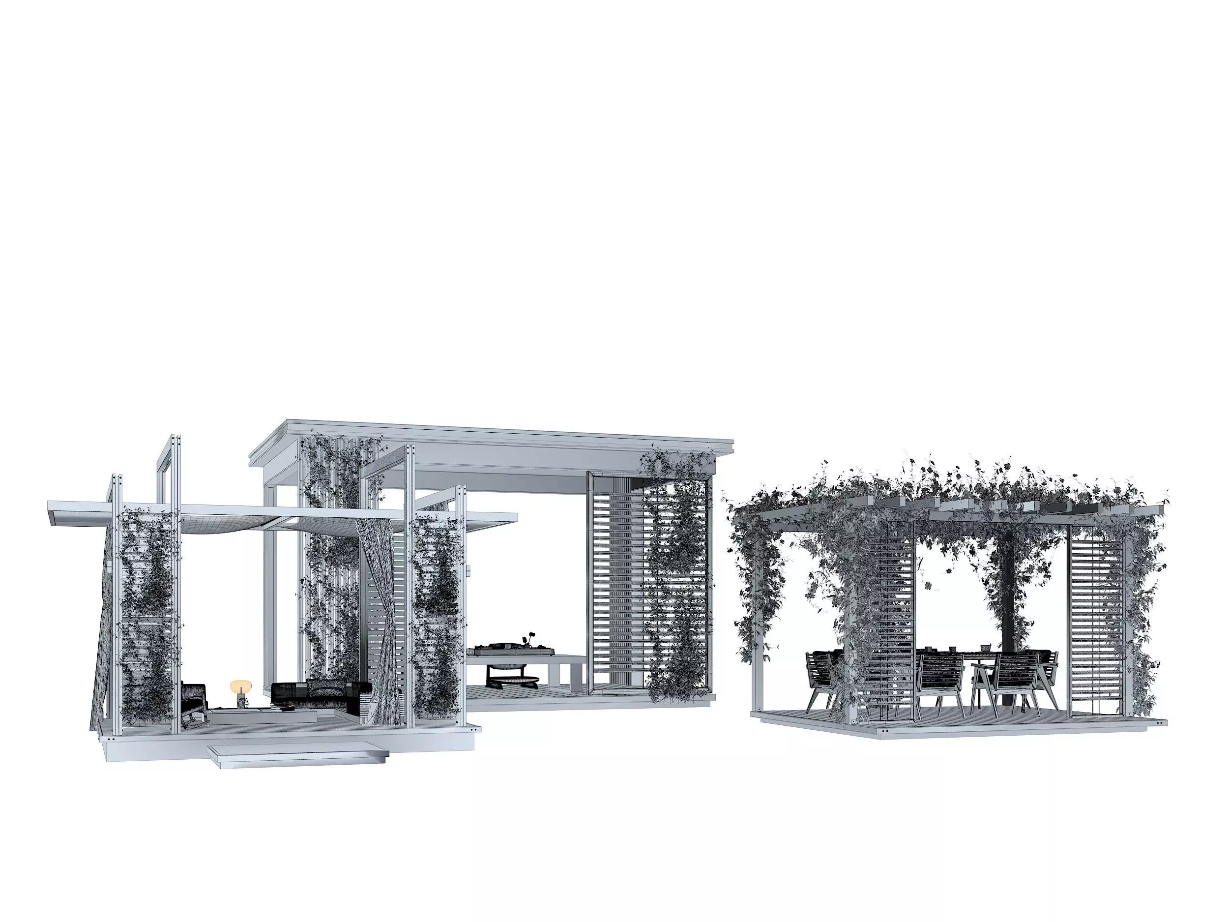Pergolas collection table with flowers 3D model_7