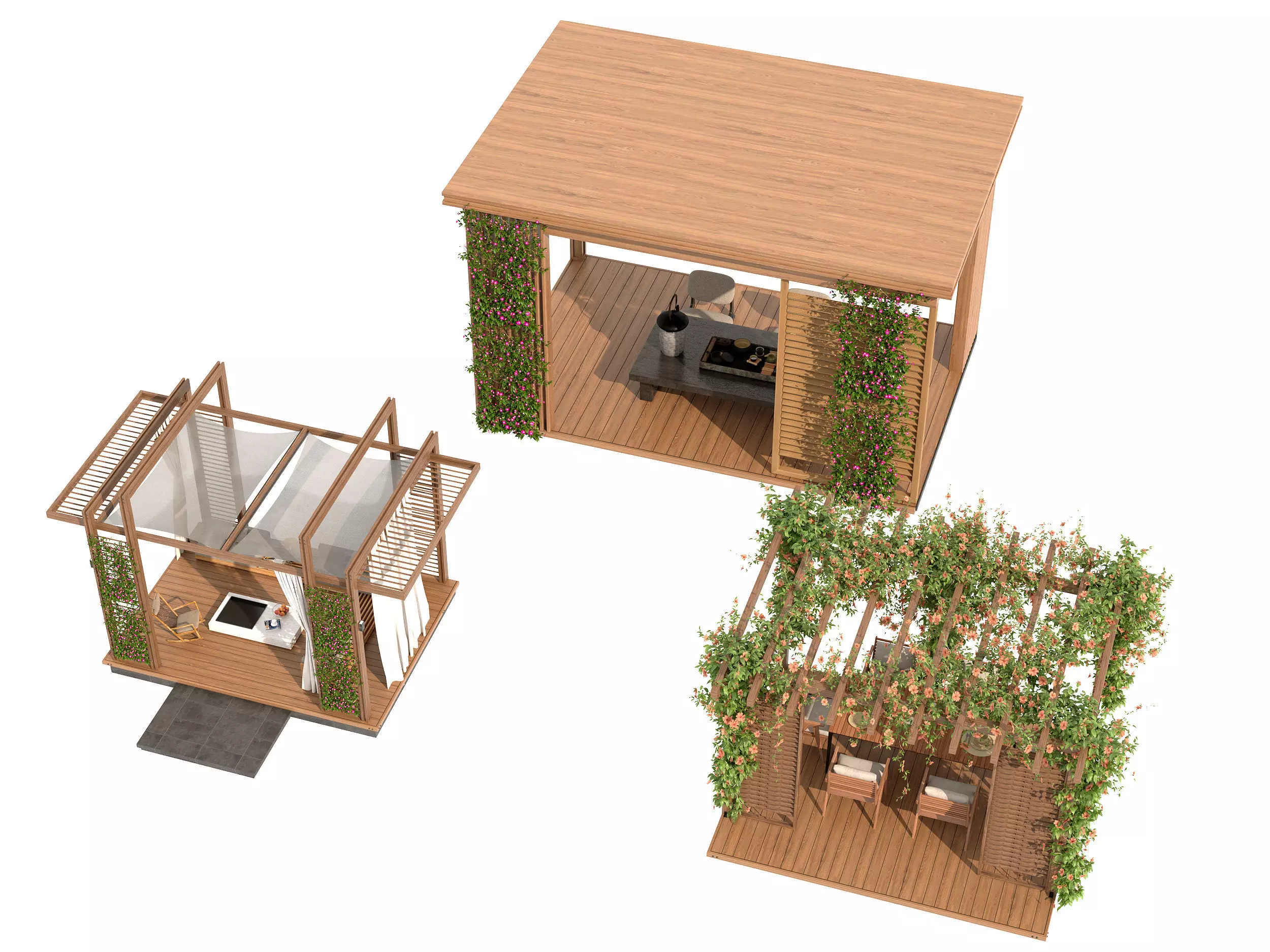 Pergolas collection table with flowers 3D model_2