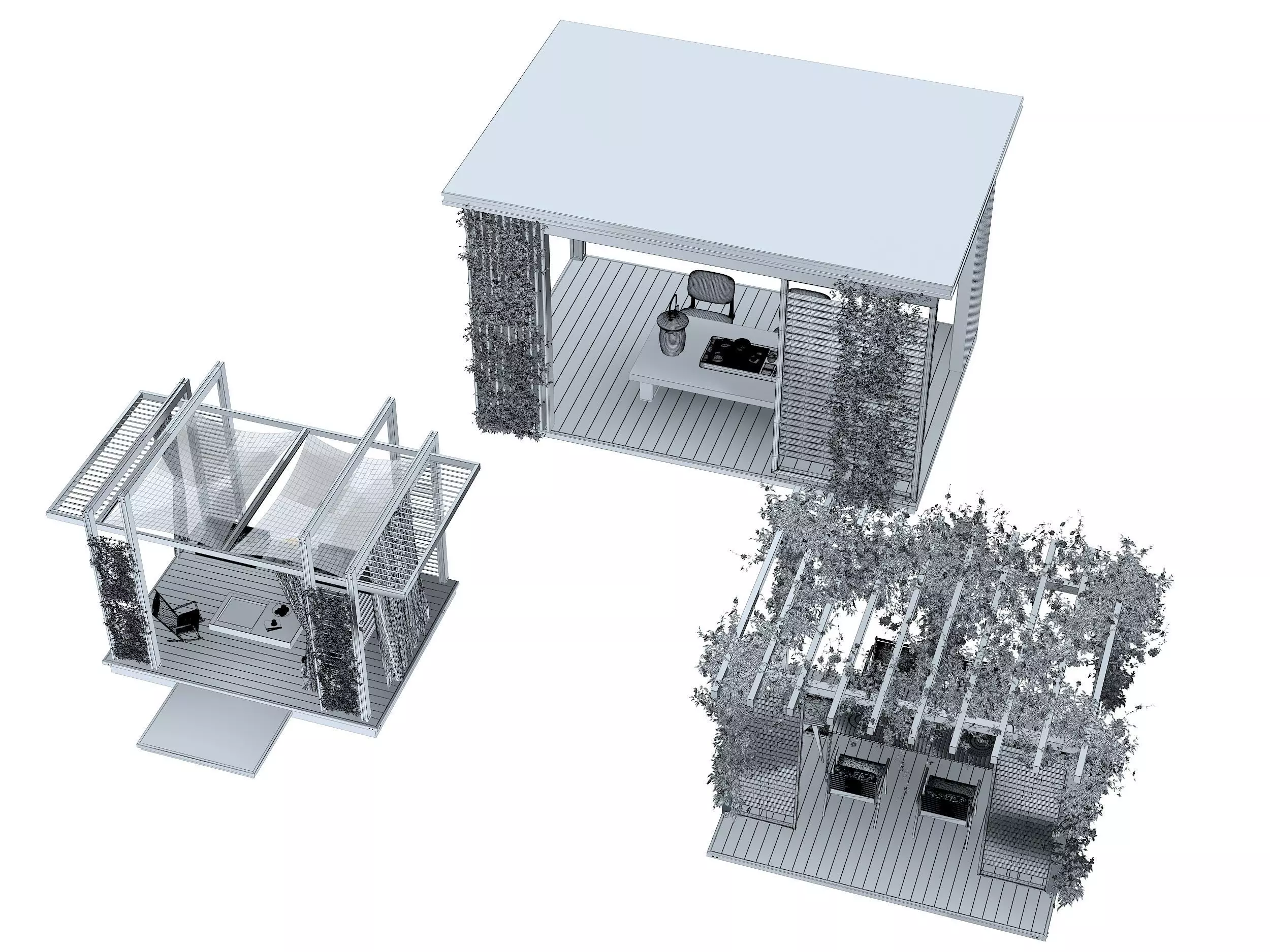 Pergolas collection table with flowers 3D model_6