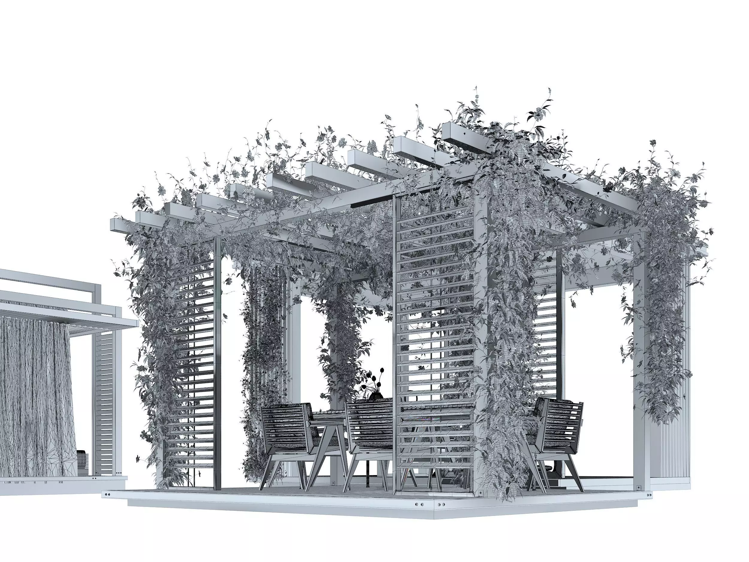 Pergolas collection table with flowers 3D model_8