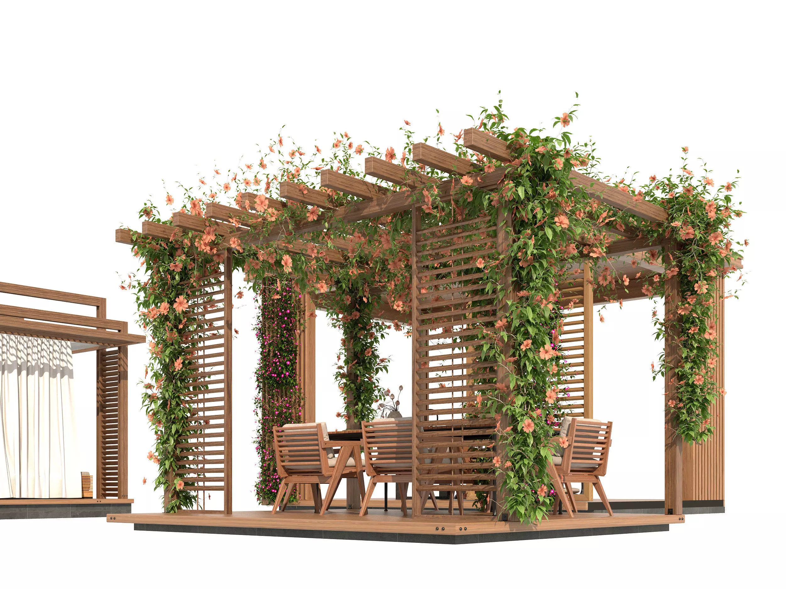 Pergolas collection table with flowers 3D model_0