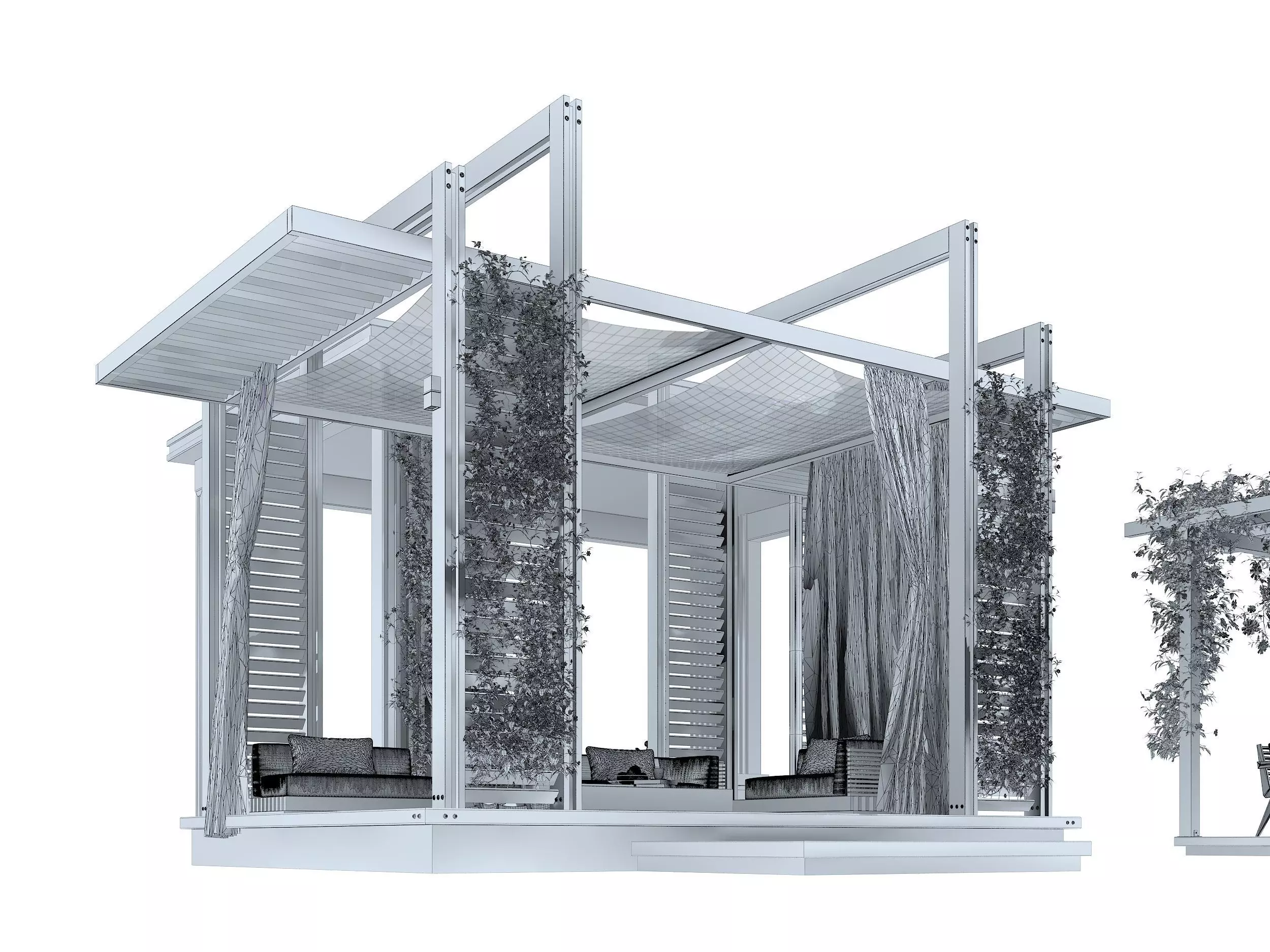 Pergolas collection table with flowers 3D model_9