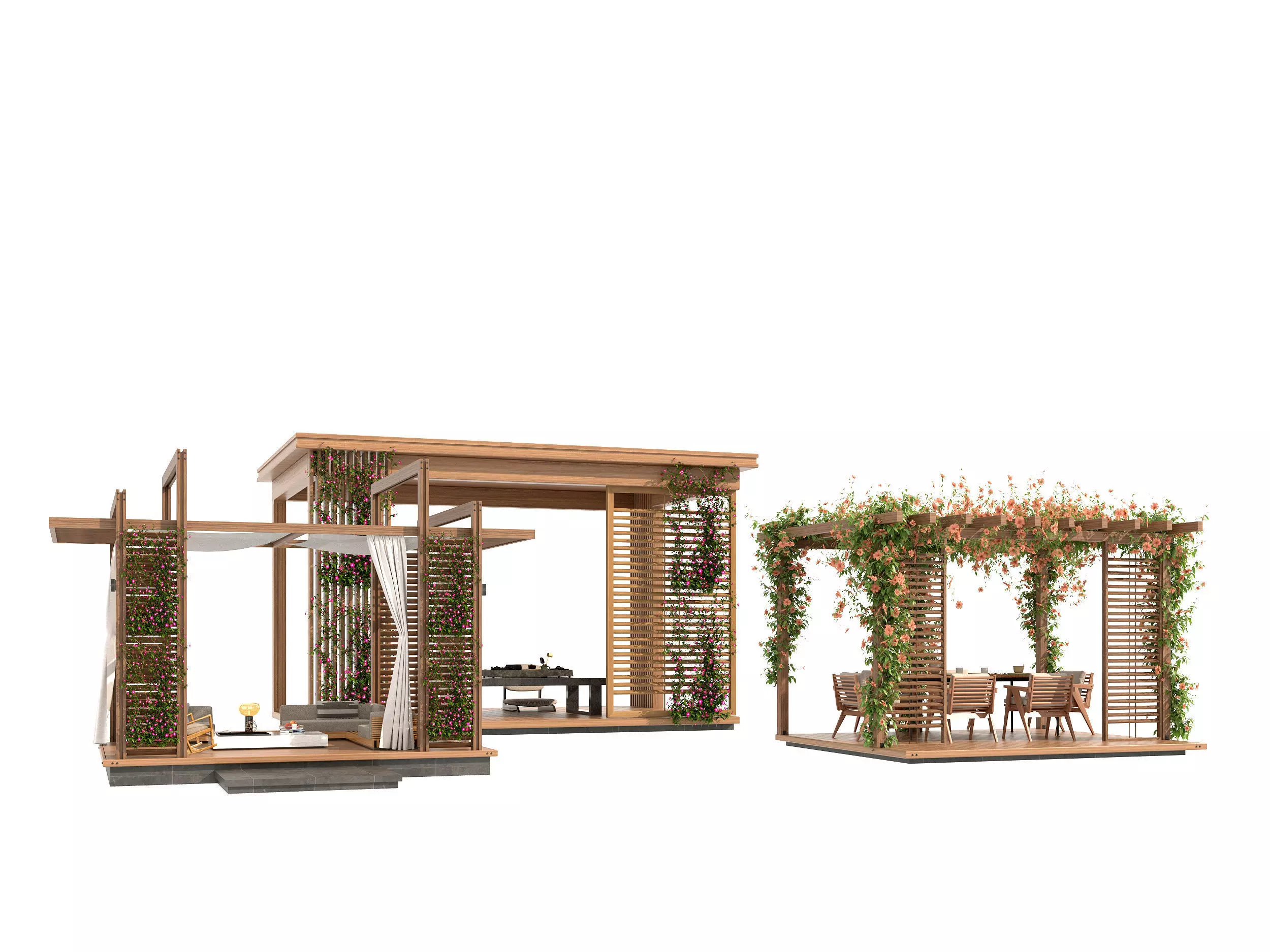 Pergolas collection table with flowers 3D model_4