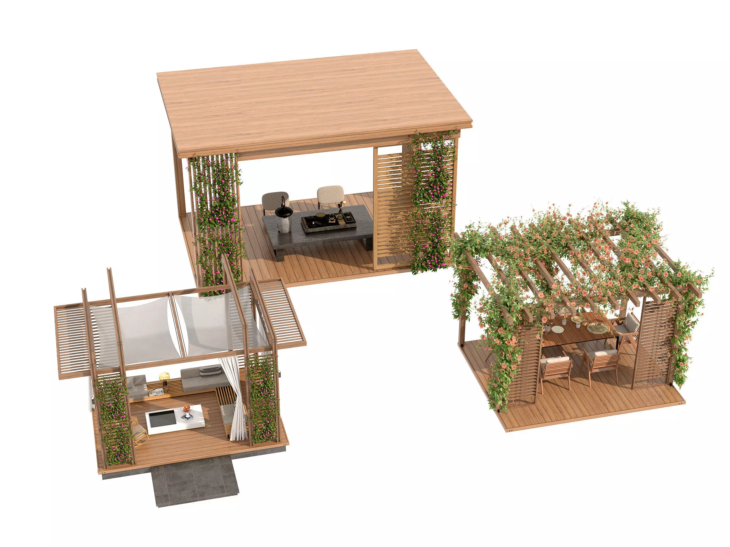 Pergolas collection table with flowers 3D model_3