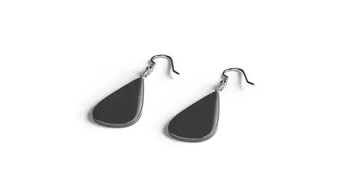 Black Drop Earrings - pair of teardrop ear jewel Low-poly 3D model