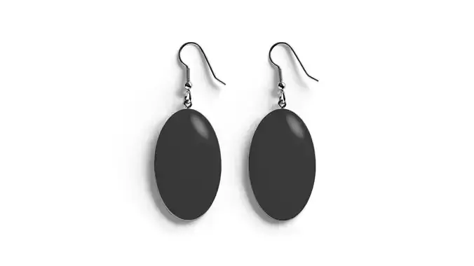 Black Ellipse Earrings - oval plastic ear jewel Low-poly 3D model