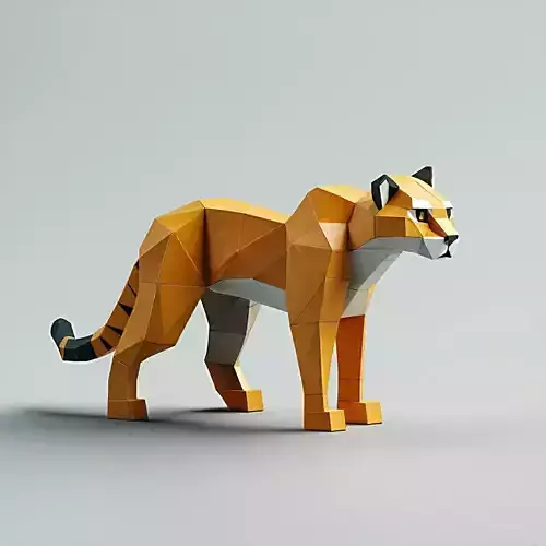 Low Poly Papercraft Cheetah 3D Model Low-poly 3D model