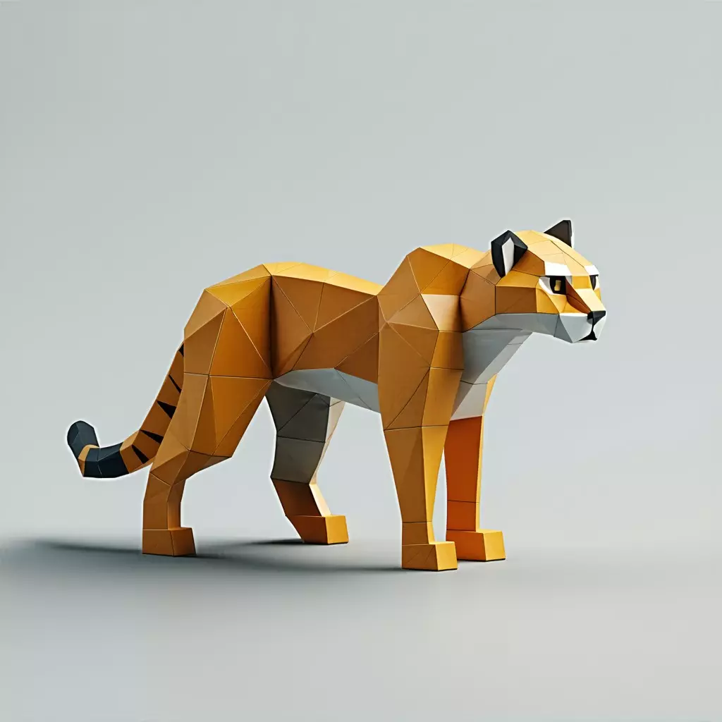 Low Poly Papercraft Cheetah 3D Model Low-poly 3D model_0