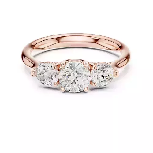 Three Stone Round Diamond Engagement Wedding Ring 3DM STL Video